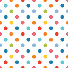 Multicolor Pastel Polka Dot Pattern on White_No AI