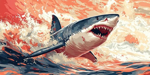 Great White Shark Breach Ocean Predator suitable for ecotourism website