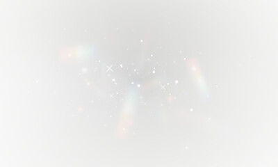 Rainbow light and white dust in Png format. The crystal shimmers with a rainbow effect. Png Background with bokeh light effect. PNG Gorgeous Christmas glowing background made of dust and confetti.