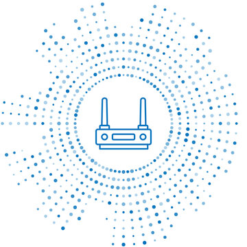 recommend clip art: Blue line Router and wi-fi signal icon isolated on white background. Wireless ethernet modem router. Computer technology internet. Abstract circle random dots. Vector