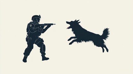 Fototapeta premium Soldier with dog training exercise