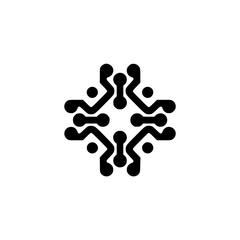 Abstract Circuit Board Icon in Black on White - Tech, Digital, Minimalist