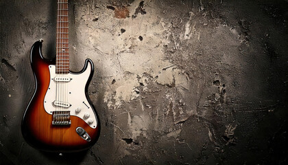Stylish electric guitar over vibrant grunge textured wall