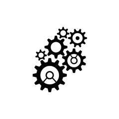 Interlocking Gear Silhouette Illustration on Neutral Background