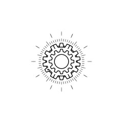 Minimalist Gear Icon with Sunburst Design, Simple and Clean