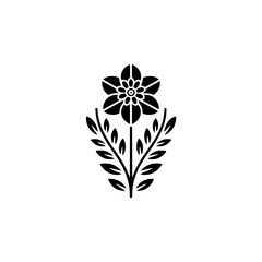 Minimalist Black Flower Logo: Geometric Design, Botany, Elegant Simplicity