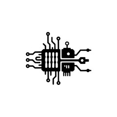 Minimalist Circuit Board Icon on White, Tech Illustration