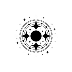 Celestial Emblem: Minimalist Starburst Design, Spiritual Aesthetics