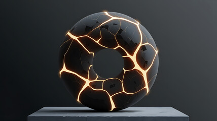 Cracked sphere glowing interior abstract design