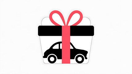 A car gift-wrapped in a present box.
