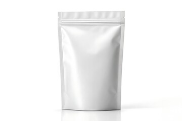 A pristine, blank stand-up pouch ready for your brand's unique design, showcasing its smooth, matte surface and clean lines against a bright white background.
