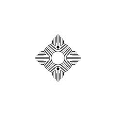 Geometric Sunburst Symbol: Minimalist Black & White Logo Design