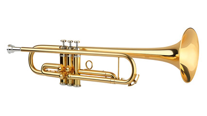 Obraz premium high quality stock photo of a golden trumpet isolated on white background PNG. GENERATIVE AI