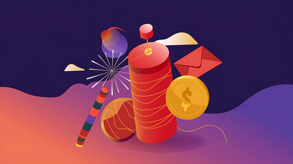 Celebrating prosperity with fireworks money and good tidings