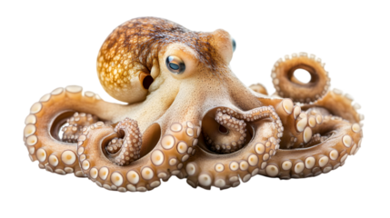 A captivating close up of a common octopus showcasing its intricate texture and unique coloration details