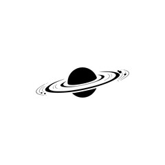 Minimalist Saturn Silhouette: Black and White Icon Design