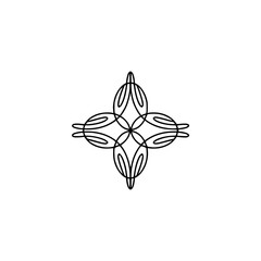 Fototapeta premium Minimalist Abstract Black Line Art Floral Motif on White Background