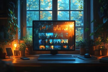 Video Conference Team Meeting with Business Professionals and Colleagues Collaborating Online