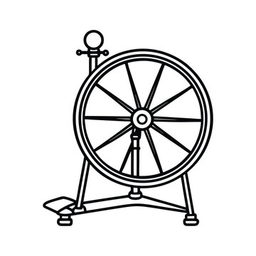 recommend clip art: Line art drawing of an antique wooden spinning wheel vector illustration.eps