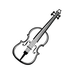 Obraz premium Line art drawing of an old violin with visible wood grain and strings vector illustration.eps