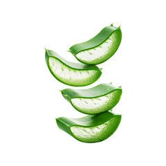 Sliced aloe vera leaf on transparent background