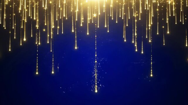 Blue Particles on Black Background. Glitter Particles with Stars.