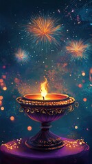 Banner design for diwali festival and podium,Diwali light decoration candle with fireworks,Stage,Product display Showcase design sparkle background,Deepavali,Dipavali,3D podium illustration.