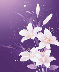 法事・お彼岸の背景テンプレート｜上品なユリの花と紫のデザイン