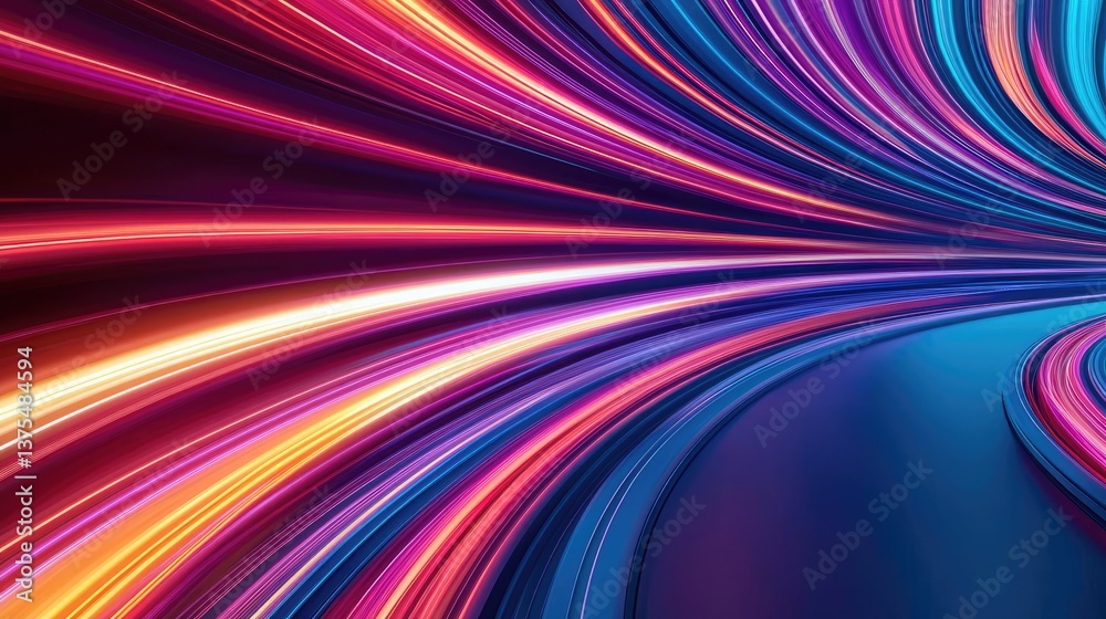 Poster motion blur city with futuristic skyline and digital technology concept. vibrant and dynamic light t