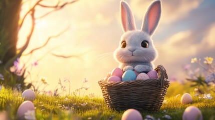 Happy Easter day with Colorful Easter eggs,Spring holiday,Happy easter eggs,festive clip art,Happy Easter greeting card, poster, banner template,april festive concept.