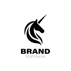Obraz premium Unicorn Logo. Unicorn Logo Design. Unicorn Logo Brand. Unicorn Logo Vector Design Isolated on White Background