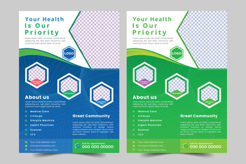 Obraz premium Corporate healthcare and medical cove a4 flyer design template for print,Healthcare medical flyer design template