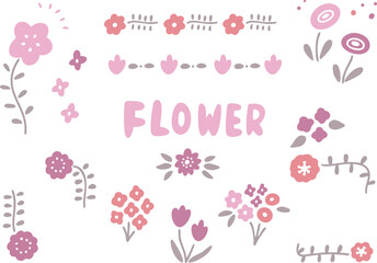 かわいいお花の手書き風イラスト