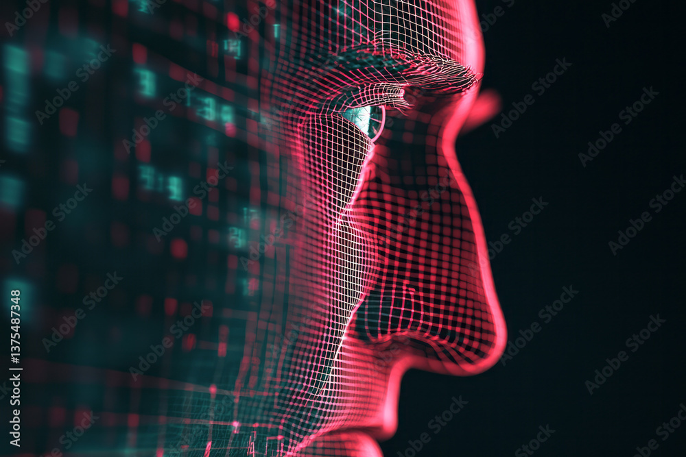 Poster a dramatic and futuristic depiction of benjamin franklinâ€™s digital face glitching into existence