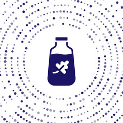 Blue Essential oil bottle icon isolated on white background. Organic aromatherapy essence. Skin care serum glass drop package. Abstract circle random dots. Vector