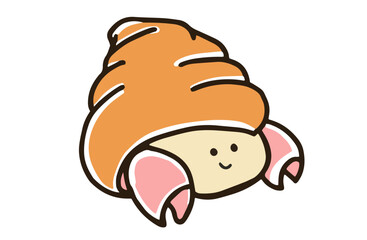 手描きのかわいいヤドカリのイラスト