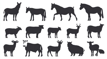 Farm Animal Silhouettes for Educational Use