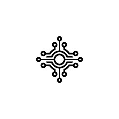 Futuristic Tech Logo - Circuit Board Design on White