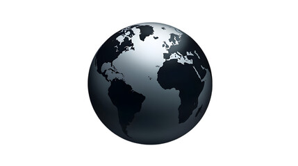 Fototapeta premium A grayscale globe with visible continents against a stark black background in a digital rendering