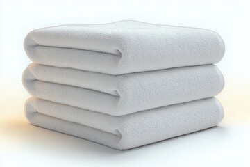 Neatly Folded White Towels Isolated on Clean Background
