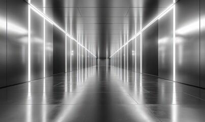 Minimalist Modern Living Room Interior Design with Metallic Textures Soft Lighting and Symmetrical Composition