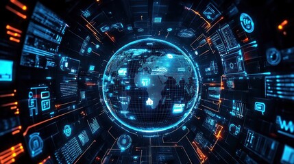 Obraz premium Wireless Technology in a Cyberpunk Future