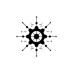 Fototapeta premium Abstract Gear Icon, Data Network Connection, Minimalist Design