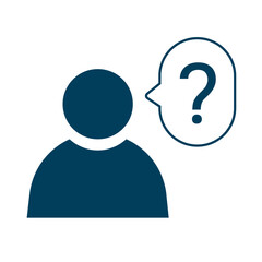 Human icon with speech bubble with question mark symbol