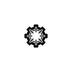 Gear Icon: Black Minimalist Technology Symbol on White Background