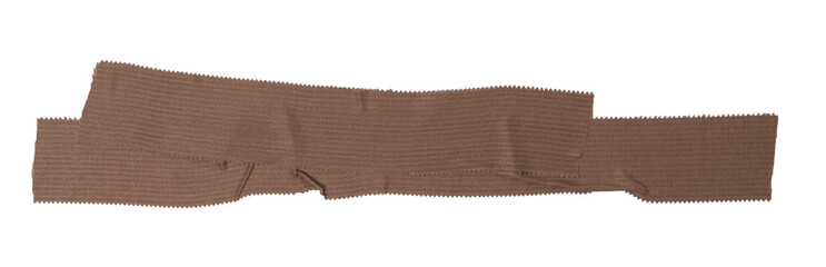 Isolated torn brown bactericidal plaster stripe on white background, copy space