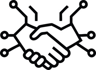 Tech Partnership Icon &ndash; Digital Handshake with Circuit Connections