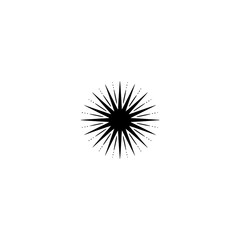 Fototapeta premium Minimalist Starburst Design: Black Geometric Shape on White Backdrop