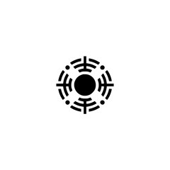 Minimalist Circular Abstract Icon on White, Technology, Data Concept