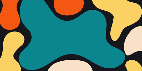 poster background  of 70s colorful vector. Set of retro groovy, trippy, geometric shape. Vintage hippie wall art banner, cover, card.